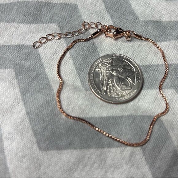 New! Rose Gold Dainty Bracelet Lobster Clasp & Extension - Picture 4 of 4